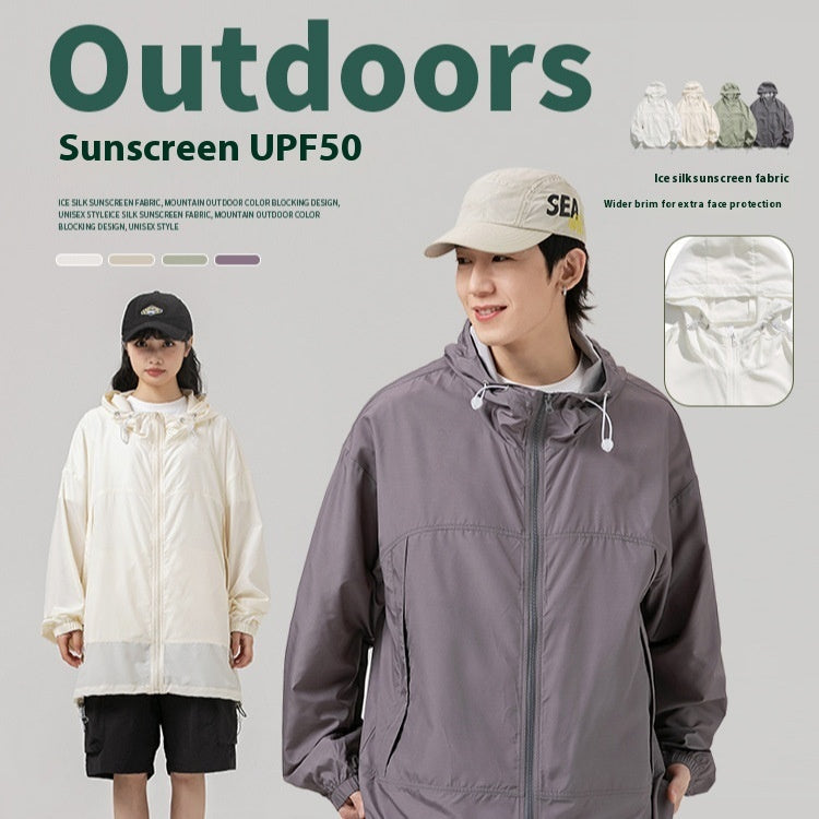 Mountain Hooded Sun-proof Top Men's Thin UPF50 Couple Ice Silk Jacket Sun Protection